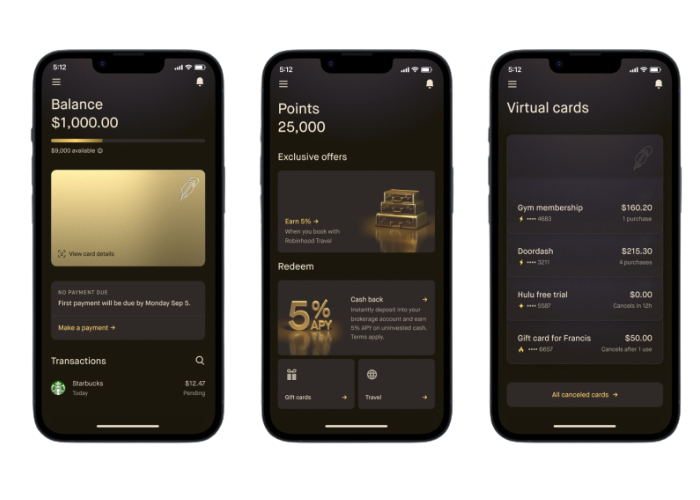 Robinhood Gold Card App Features